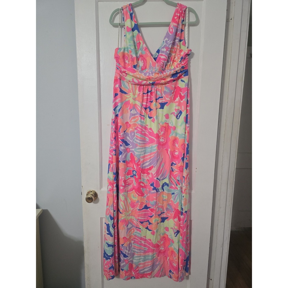 LILLY PULITZER Sloane Playa Hermosa Maxi Pink Dress Colorful Sz XL